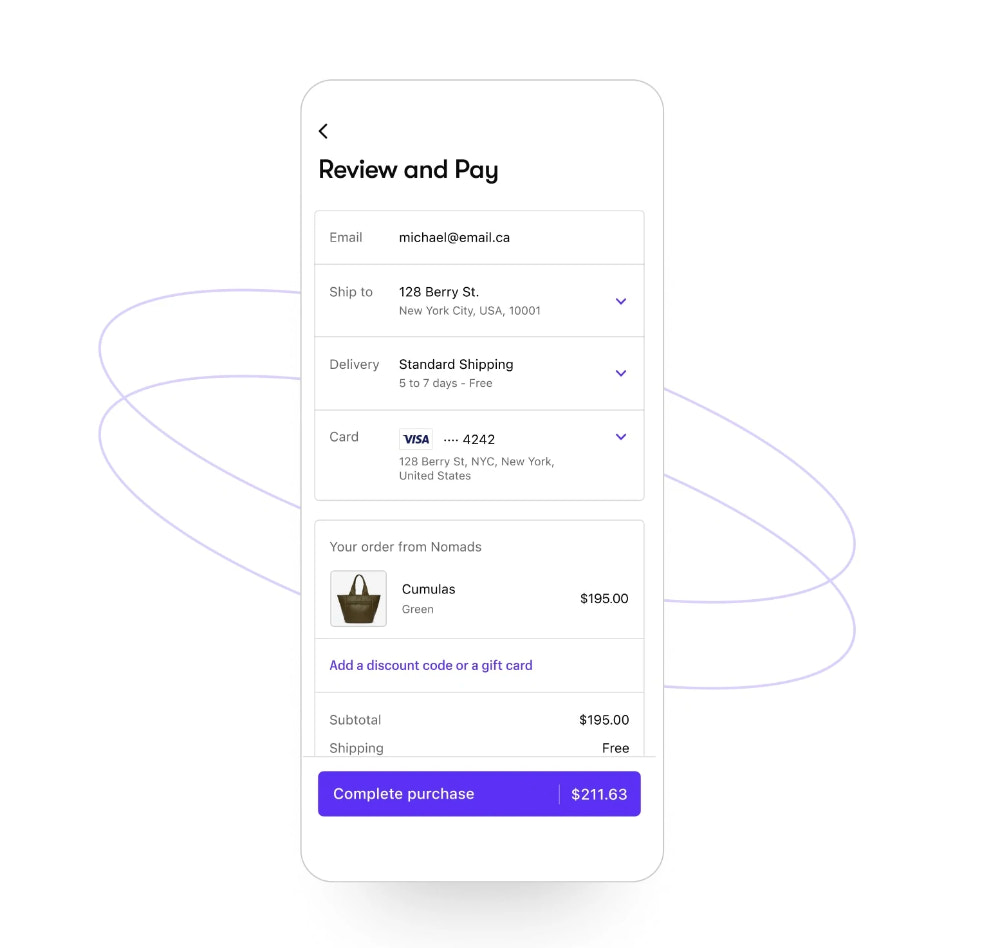 A screenshot of the Shop Pay interface