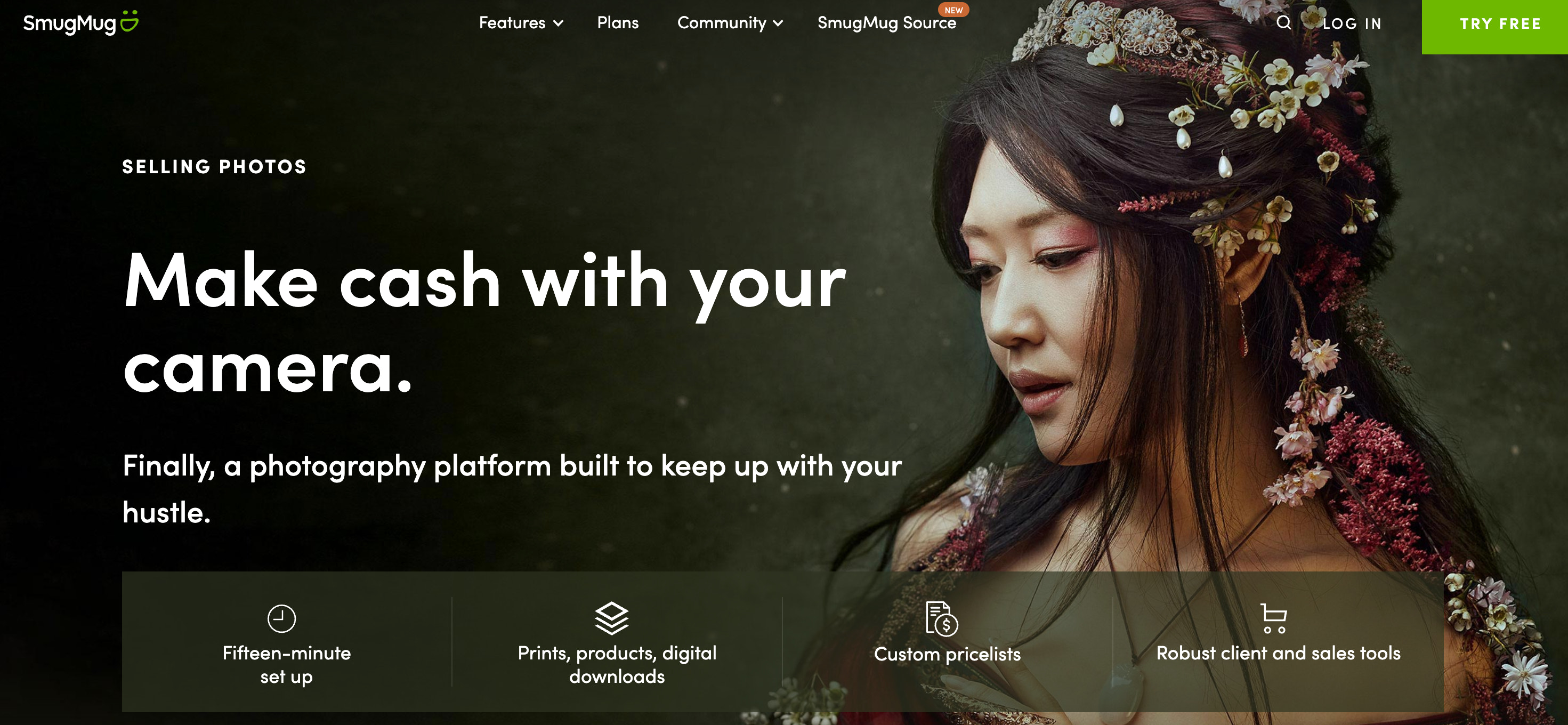 Screenshot of the SmugMug homepage