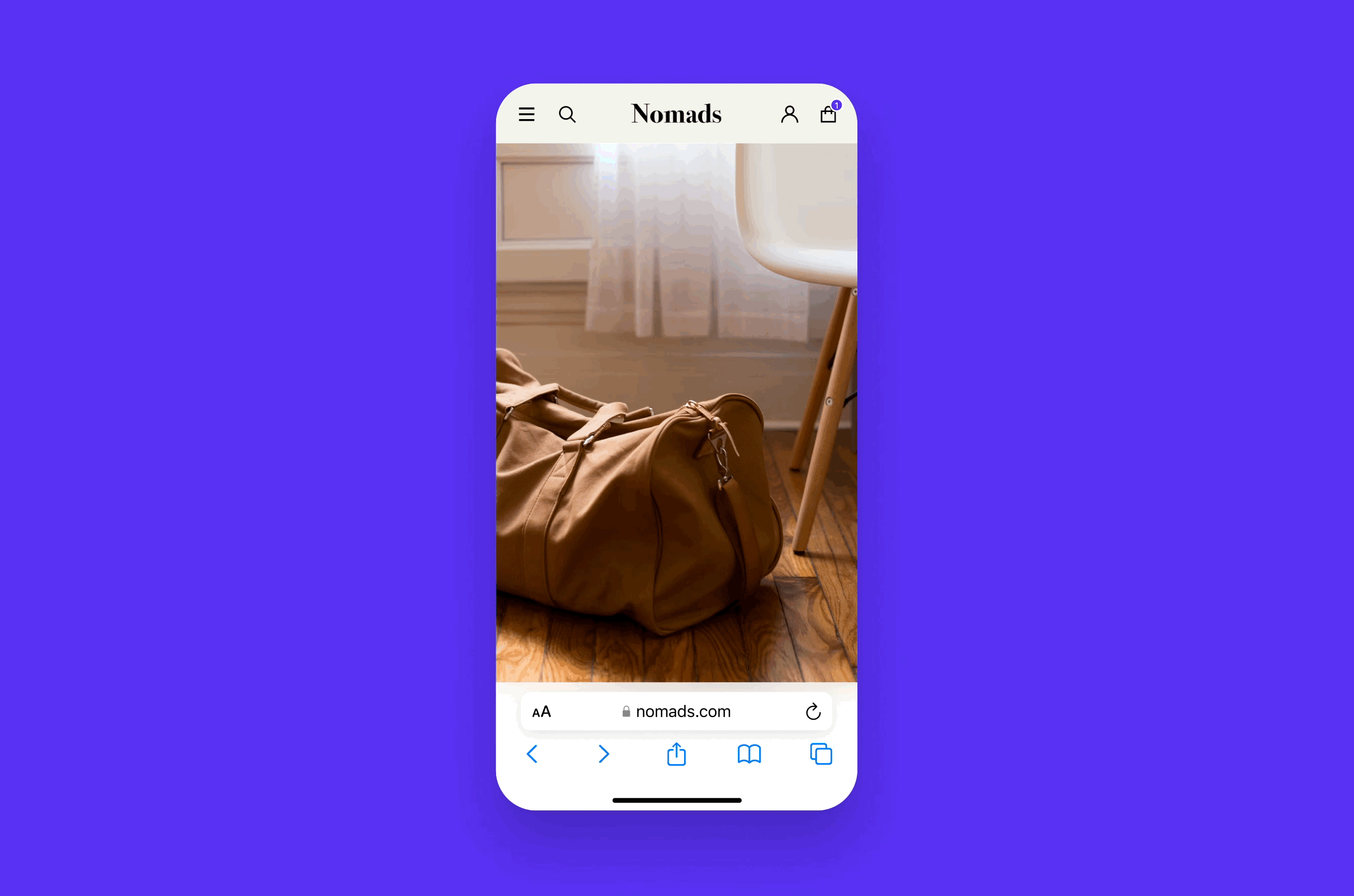 GIF与紫色背景,显示结账体验