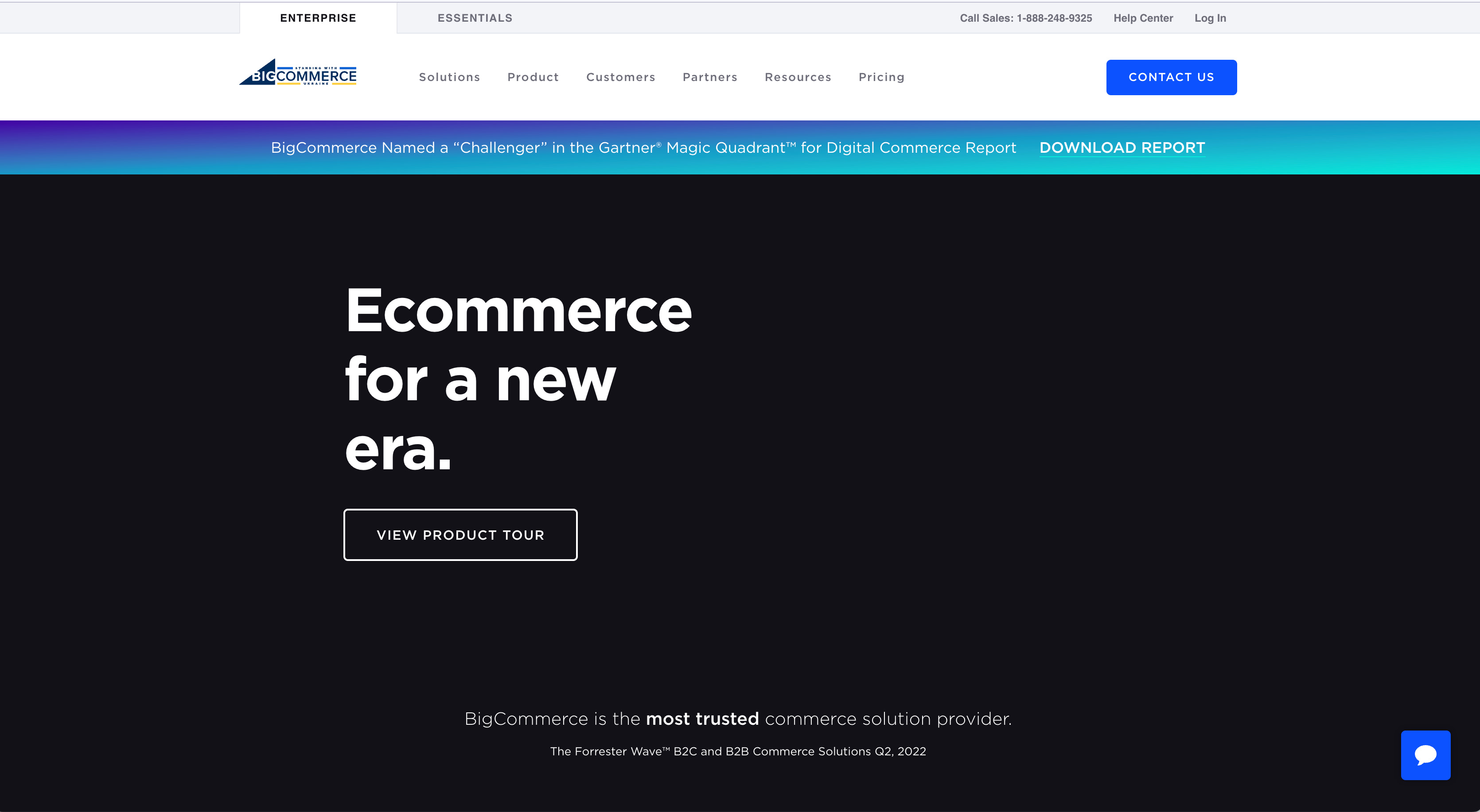 Big Commerce home page.