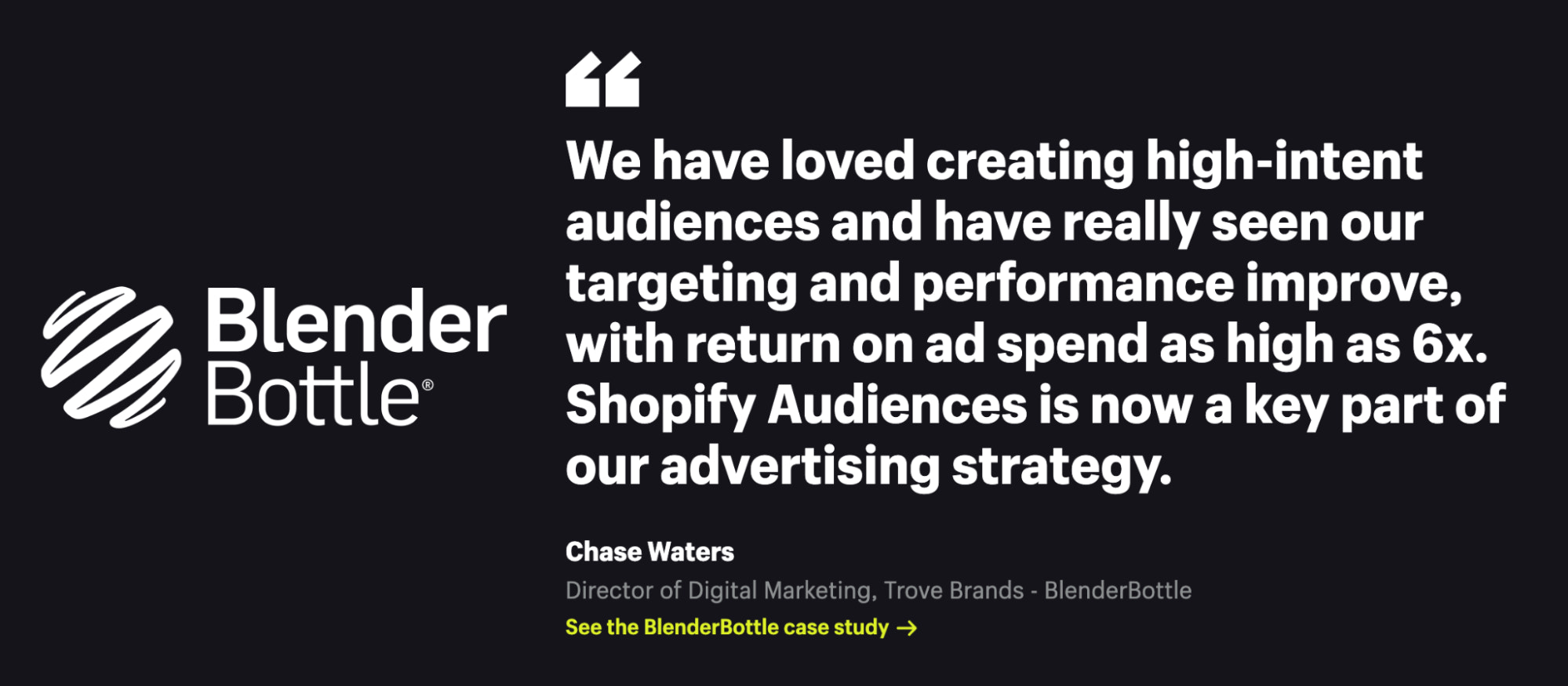 Shopify受众网页引用蔡斯沃特斯,直接数字营销,Trove品牌- BlenderBottleob欧宝娱乐app下载地址