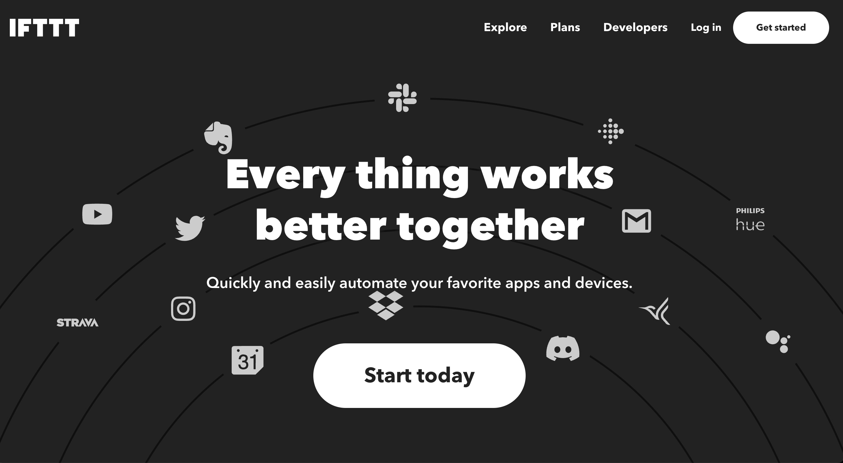 IFTTT homepage.
