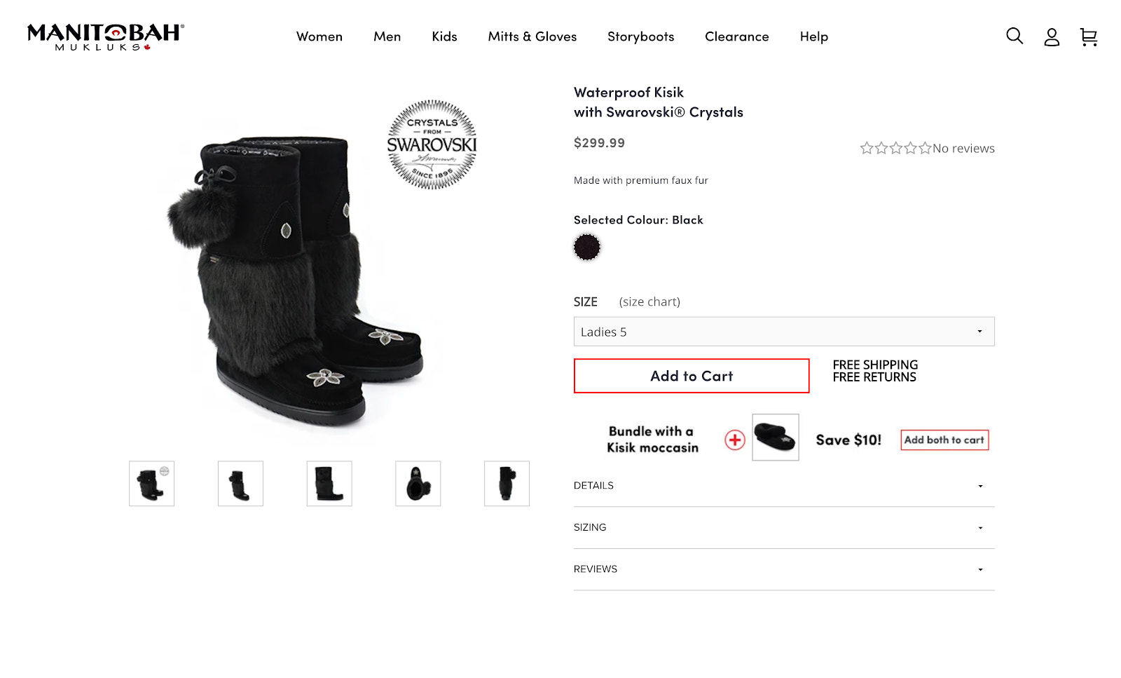 Manitobah Mukluks产品页面