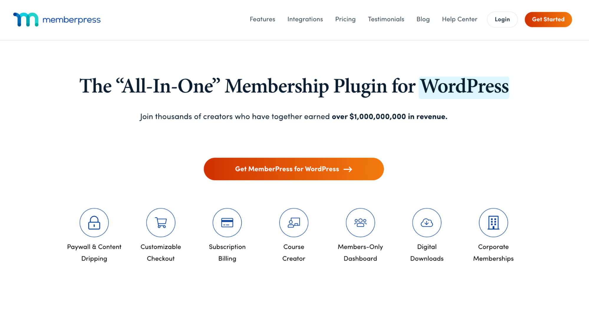 Memberpress home page.