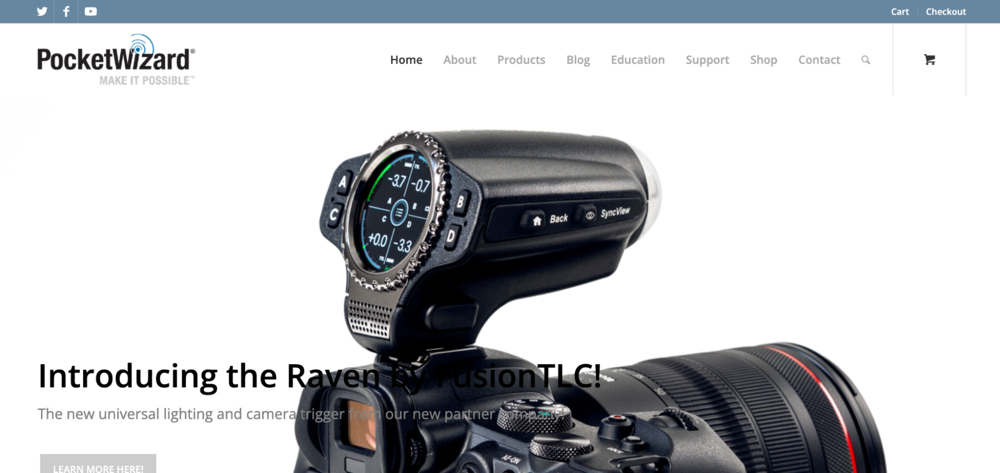 PocketWizard主页的截图。