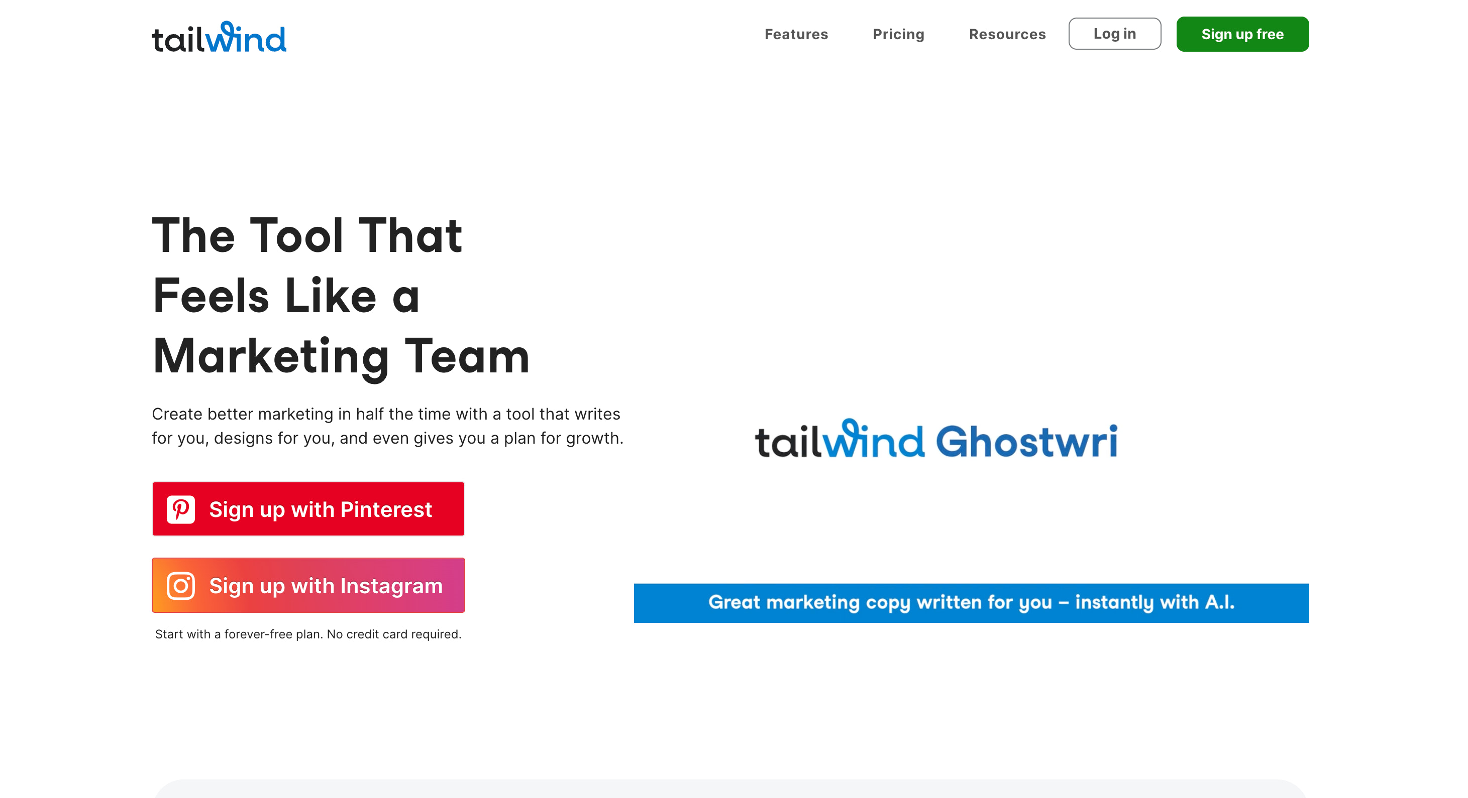 Tailwind homepage.