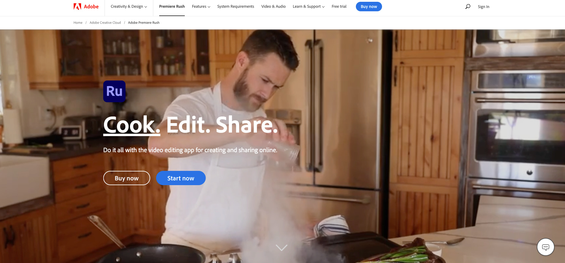 Adobe Rush主页的截图