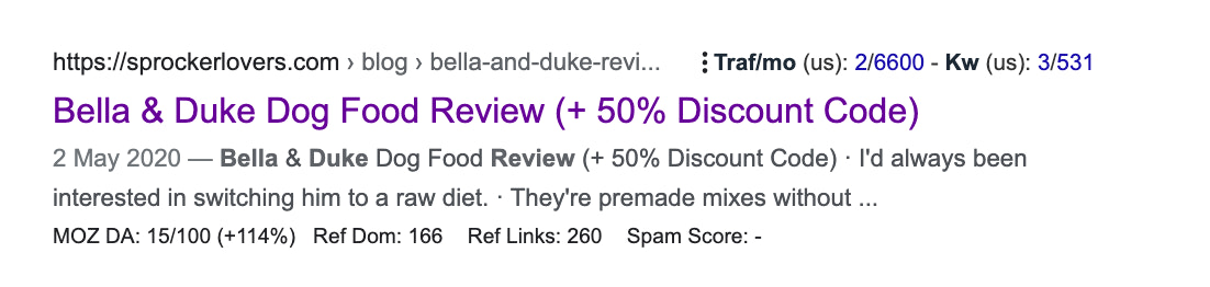 Example of using meta titles to draw clicks from search engines so shoppers can get discount codes