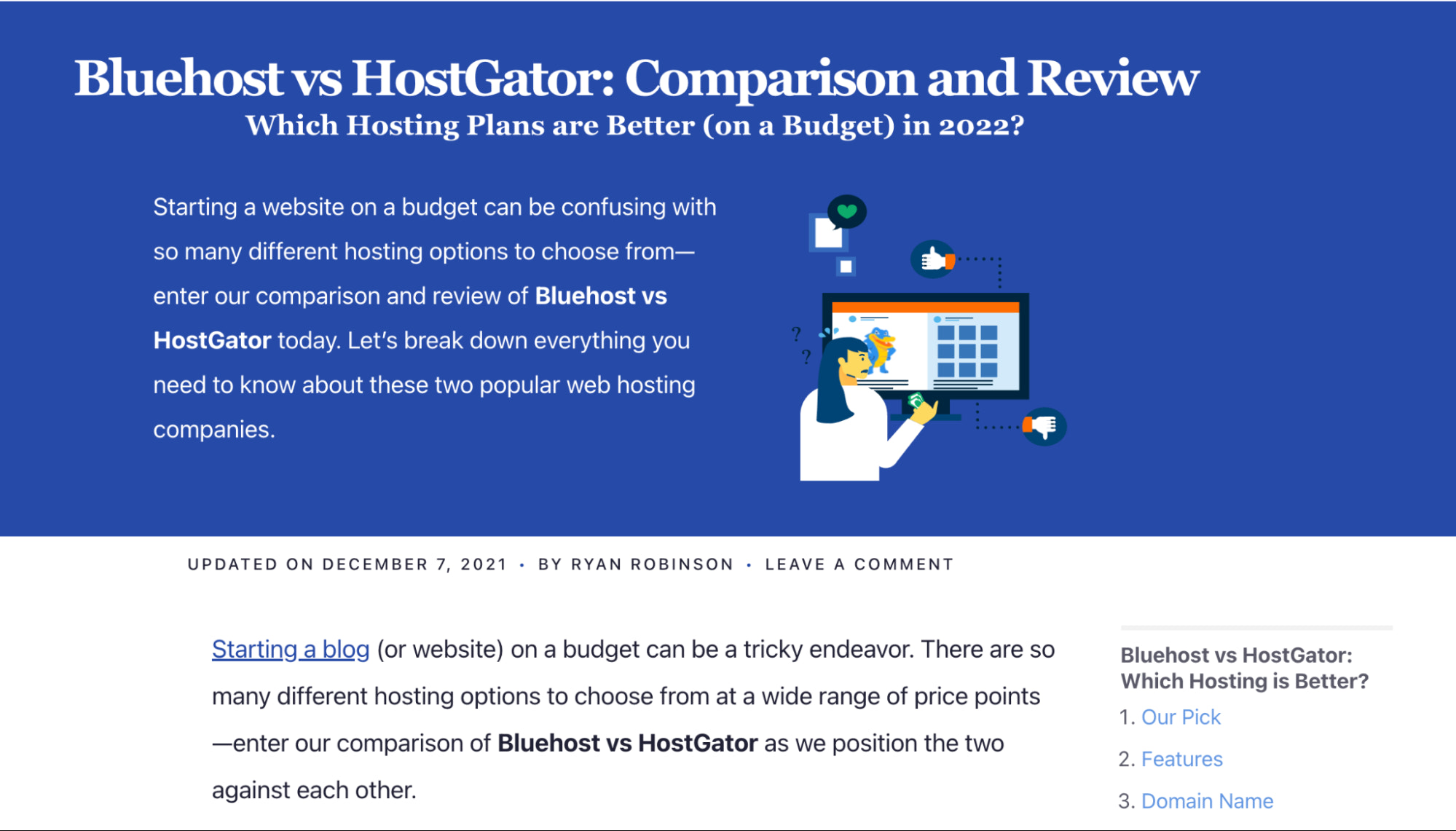 Example of creating a versus page to influence people into purchasing a product you've reviewed as an affiliate marketer