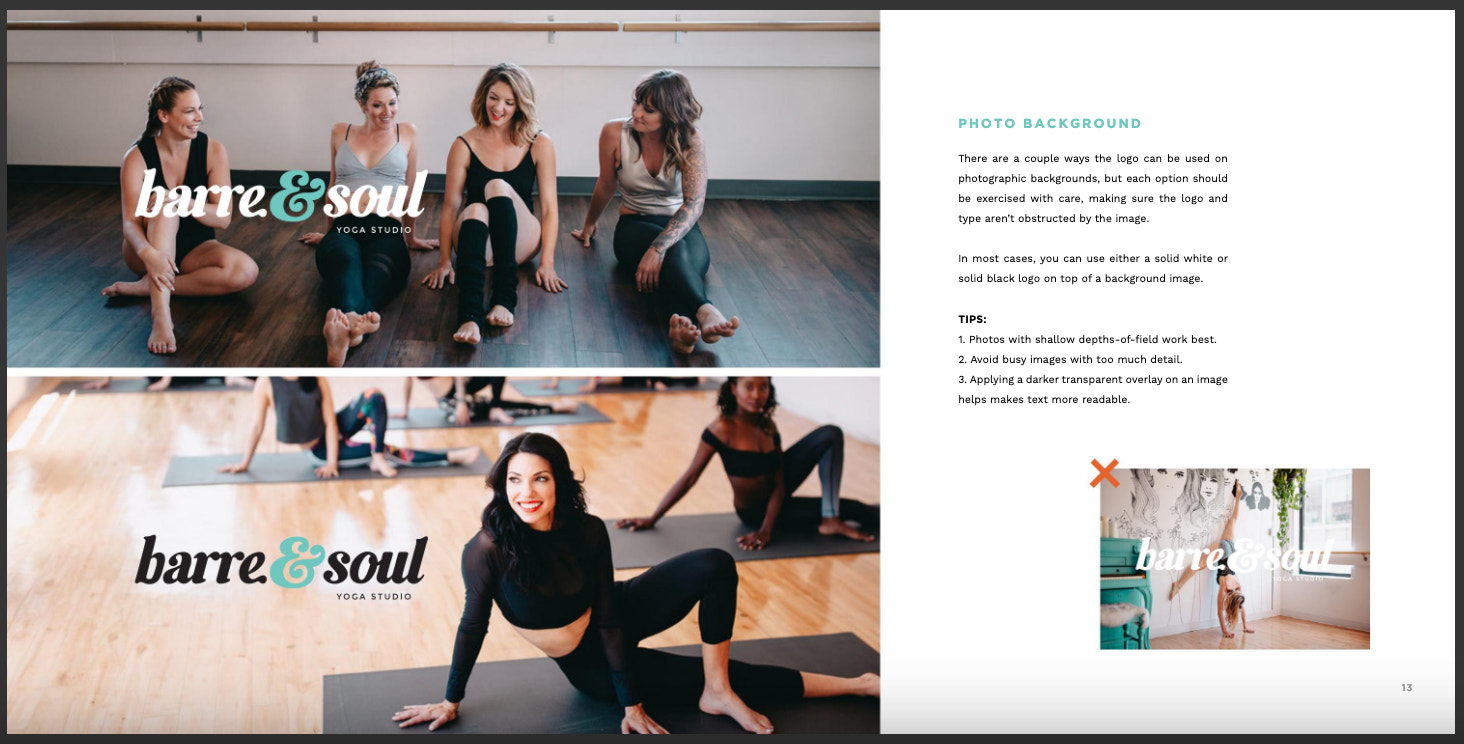Screenshot of Barre & Soul photography style guide