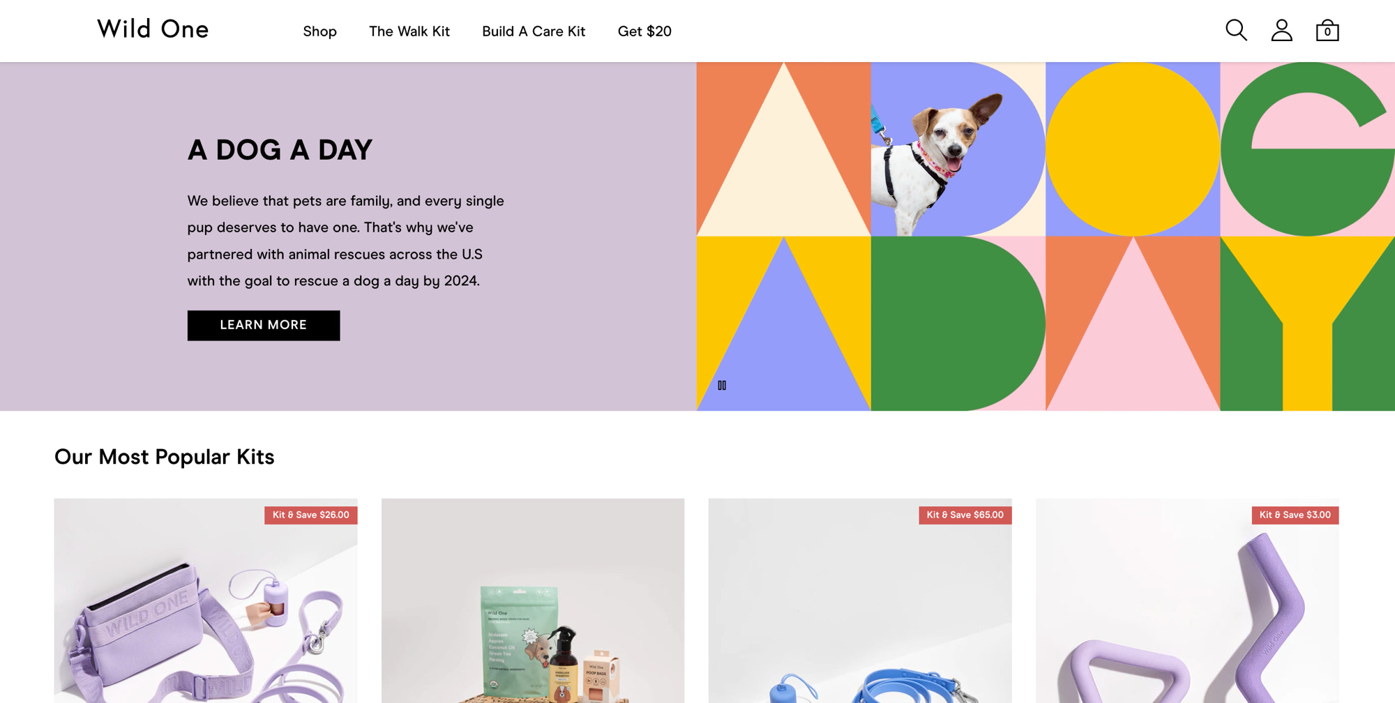 Screengrab of a website homepage by Wild One