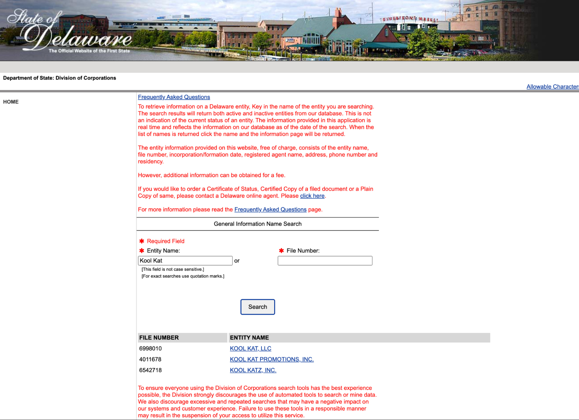 特拉华有限公司网站