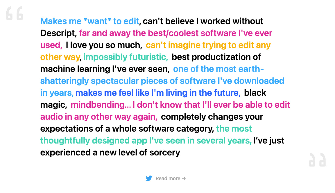 描述用户积极反馈的截图