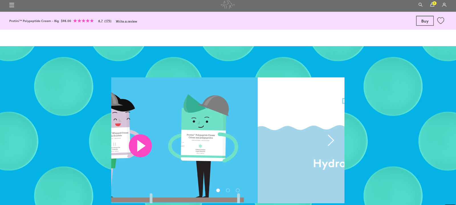 Screenshot of video content on a Drunk Elephant product page