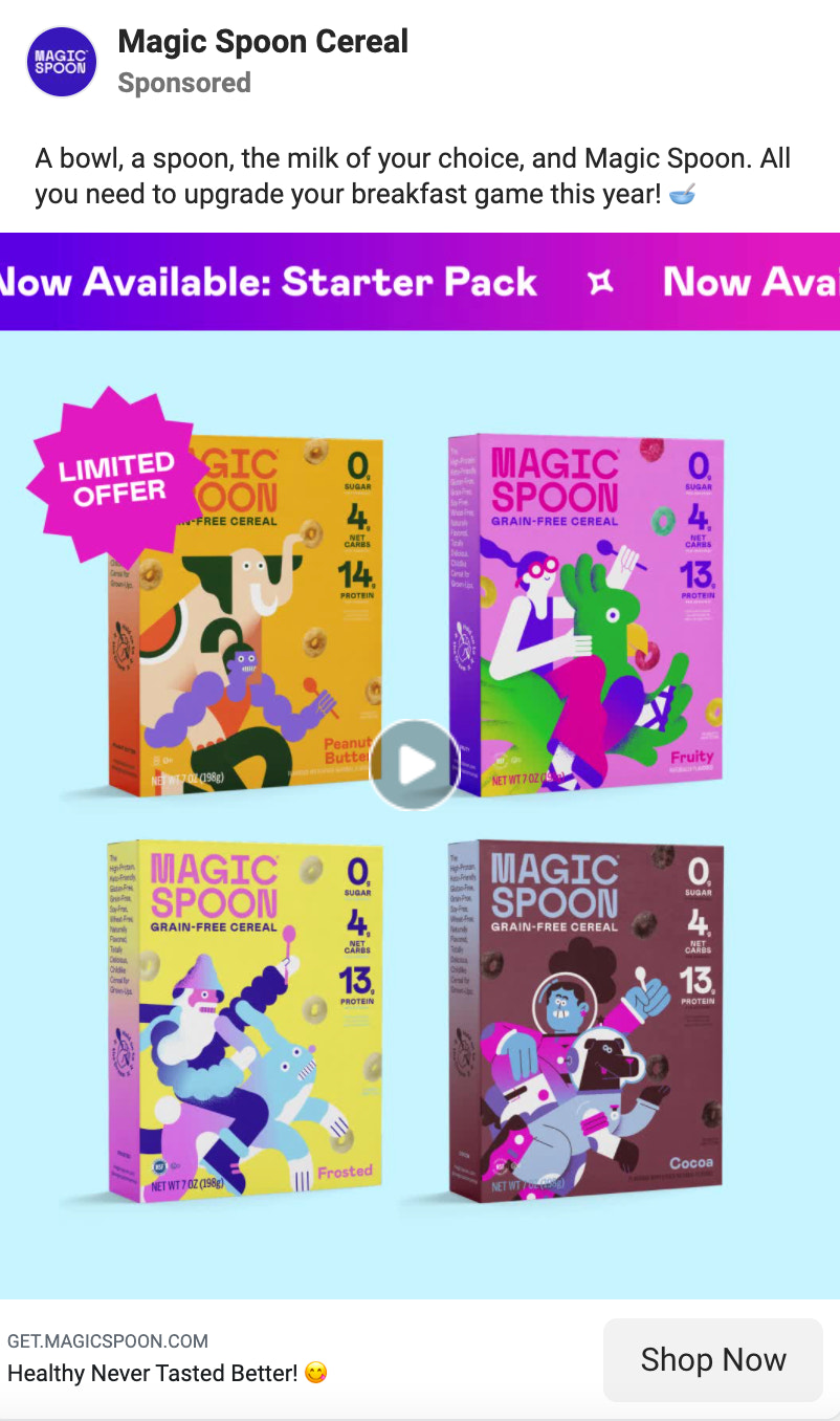 Image of a Facebook ad by Magic Spoon