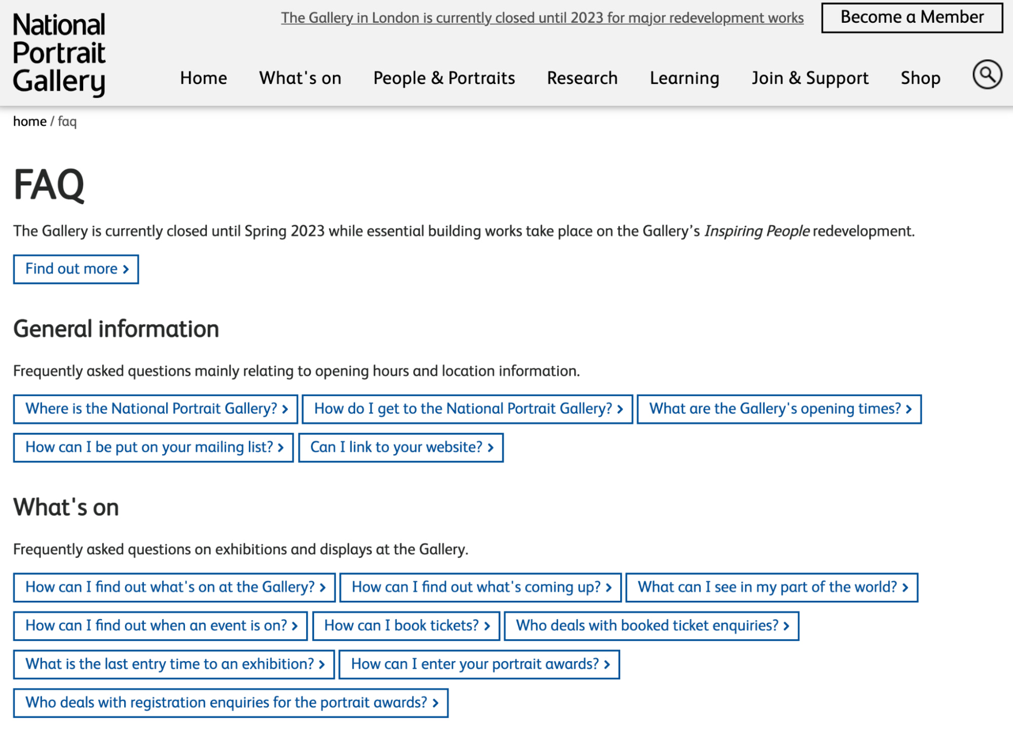 国家肖像画廊常见问题页面
