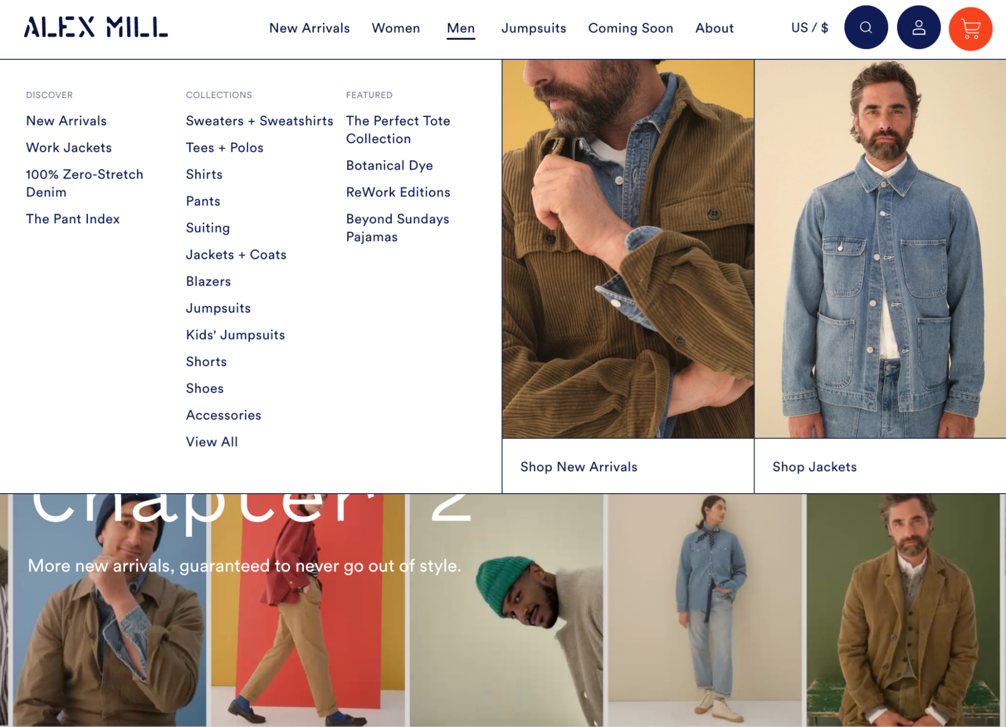 alex mill website categories