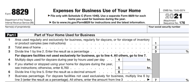 screenshot of Form 8829