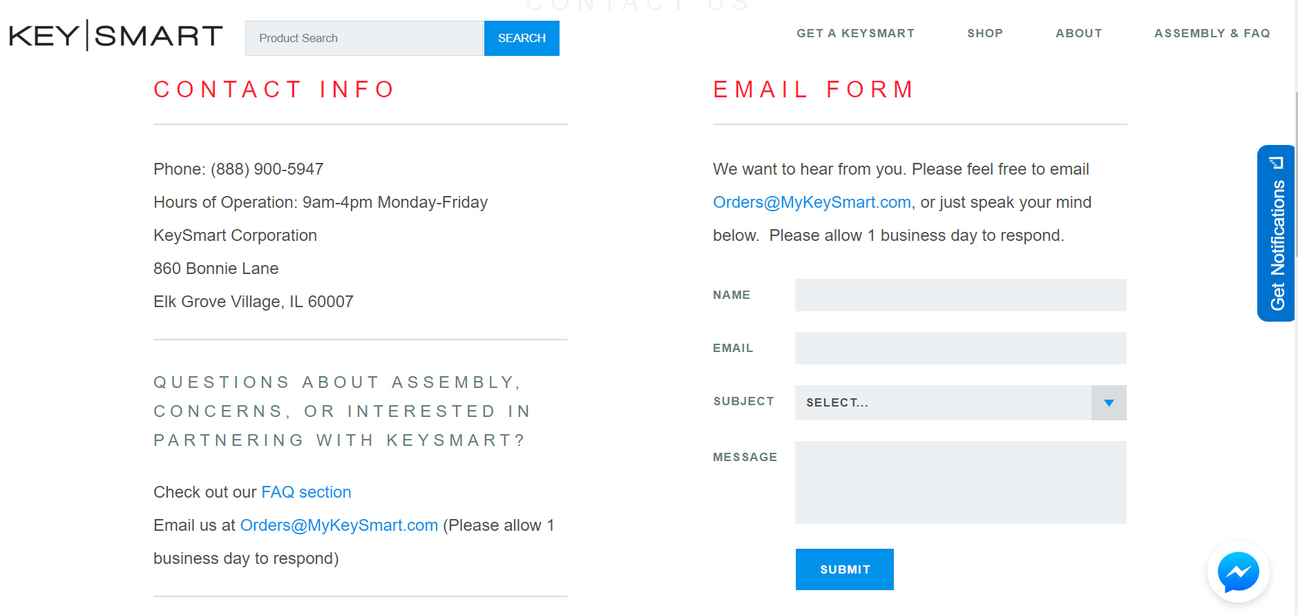 KeySmart联系我们页面