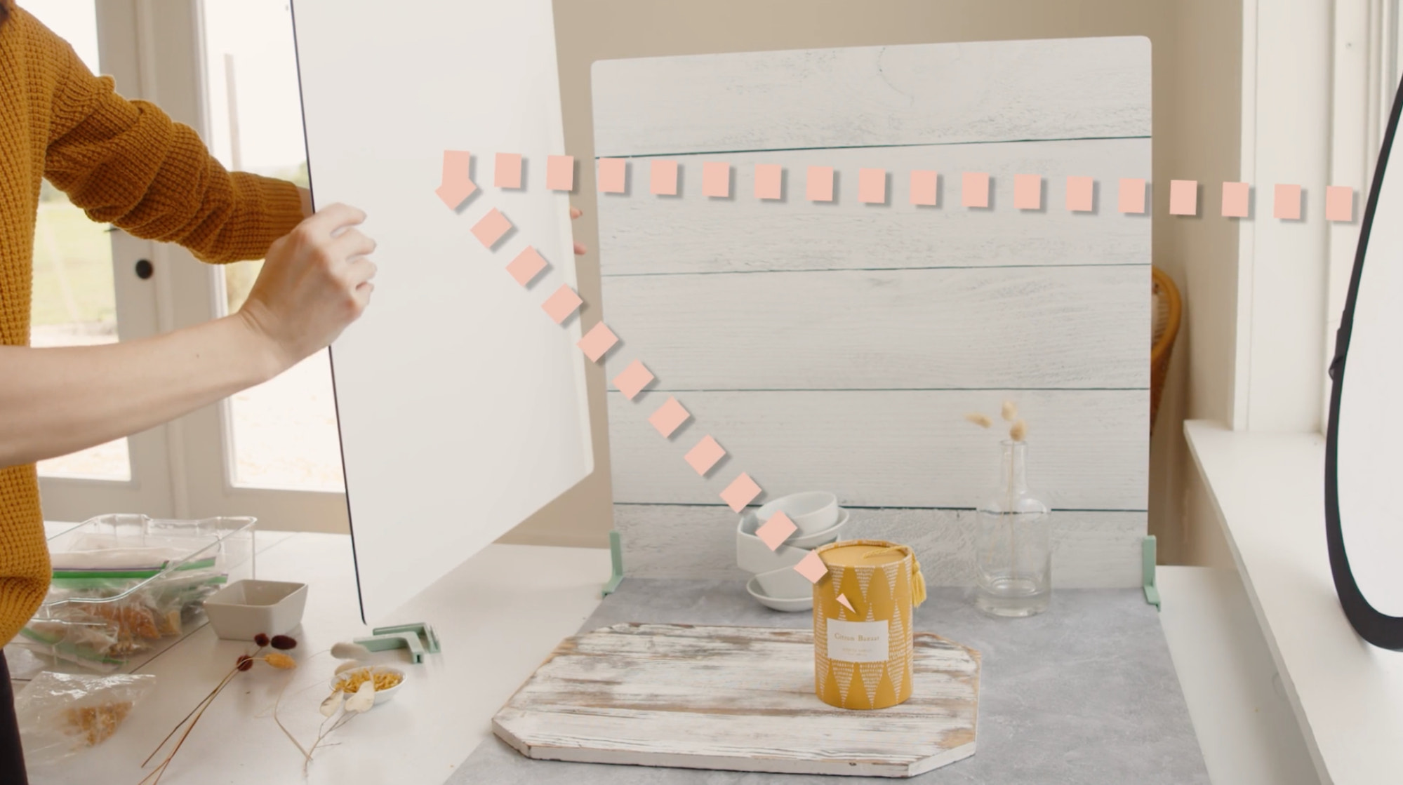 reflector bouncing window light on to subject