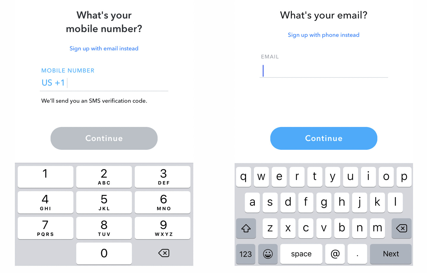Connect your Snapchat account with a mobile number or email address.