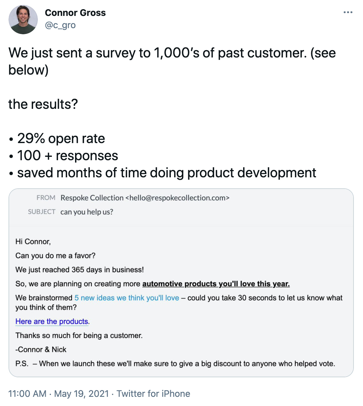 发推特请求客户反馈