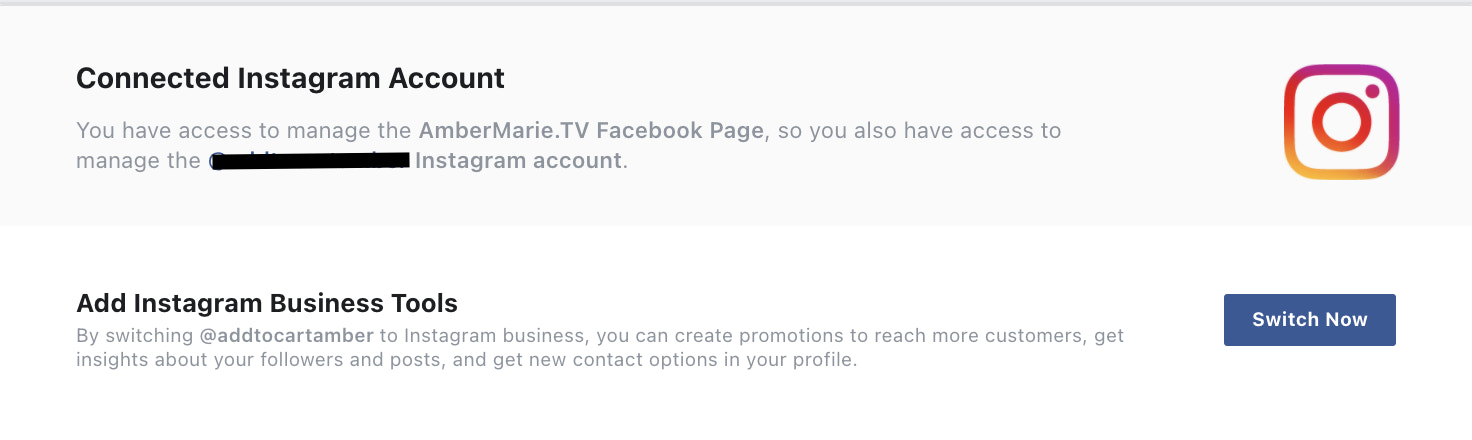 confirmation that IG account is connected