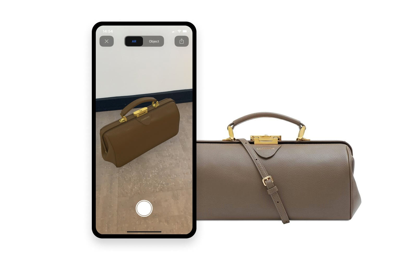 剑桥书包公司在Shopify的AR应用程序中的形象