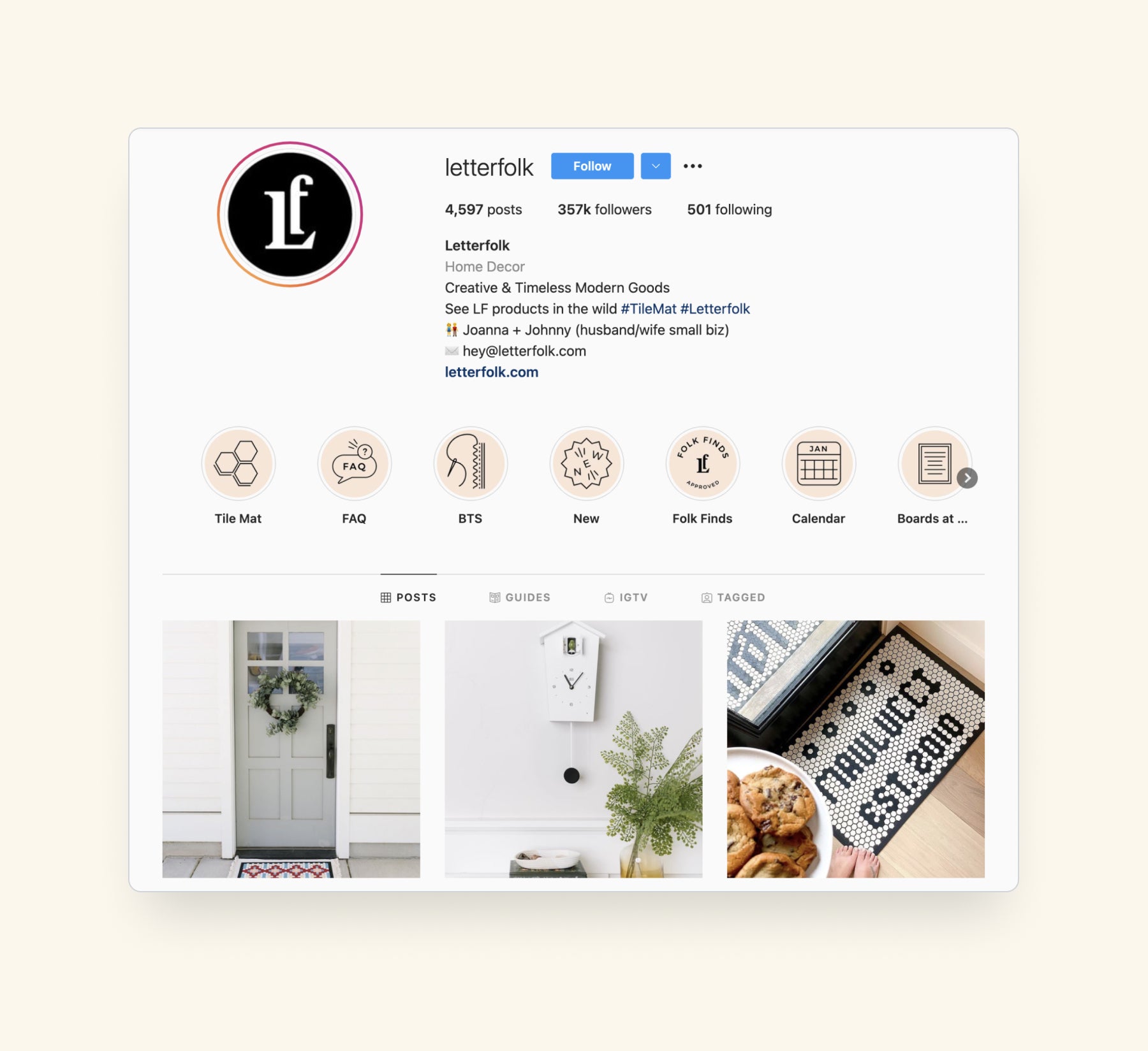 letterfolk social commerce on Instagram