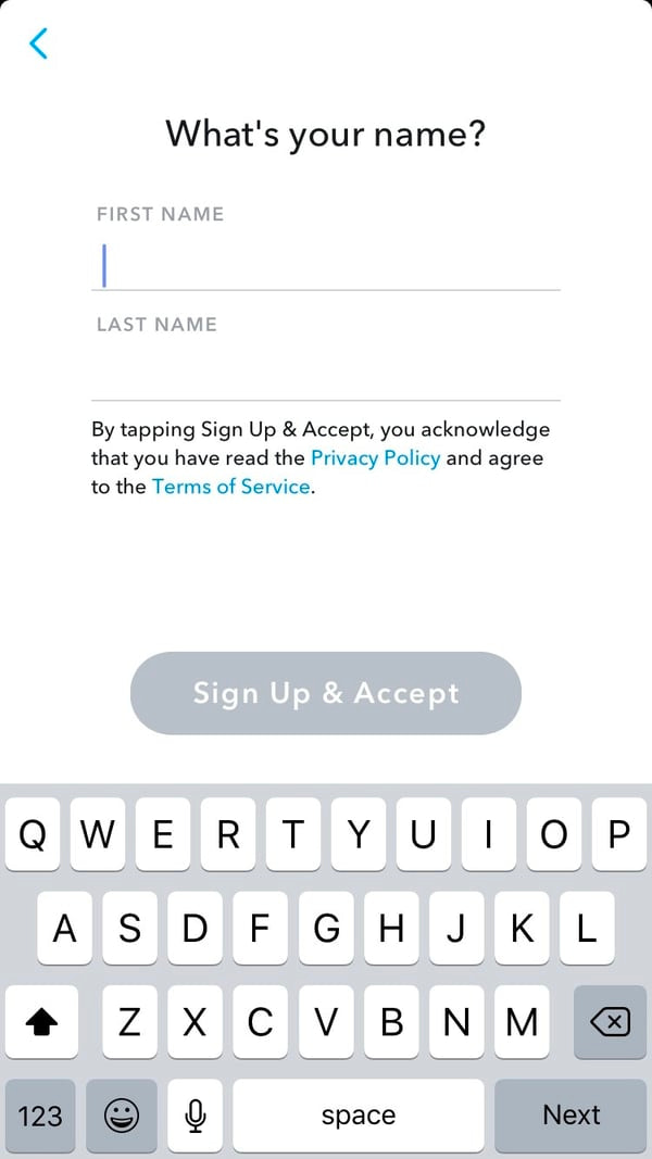 Add your business name to create a Snapchat account.