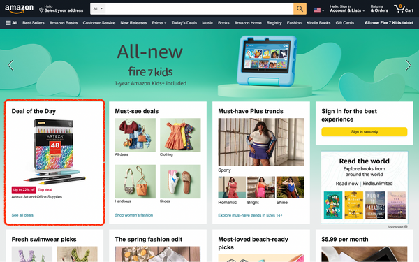 亚马逊每日交易的例子