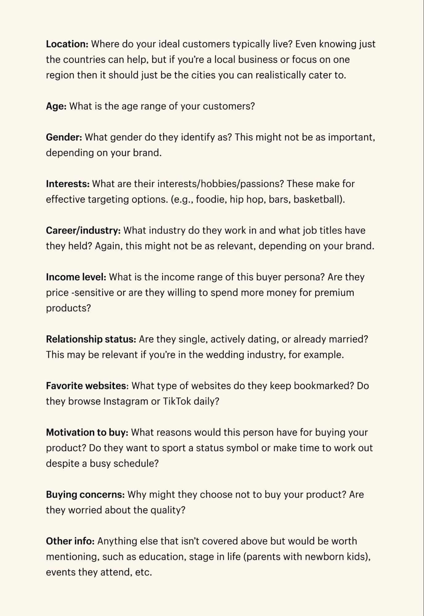 personas checklist template