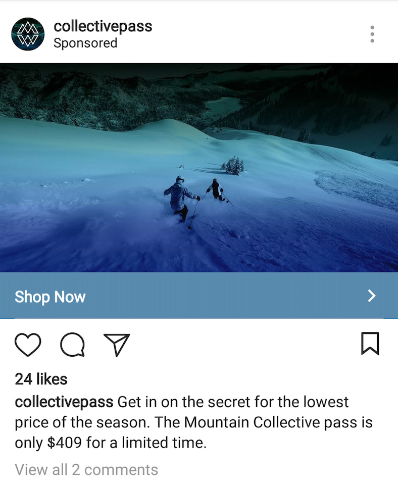 Instagram traffic ad example