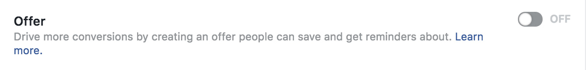 toggle on or off Offer settings in Instagram Ads Manager