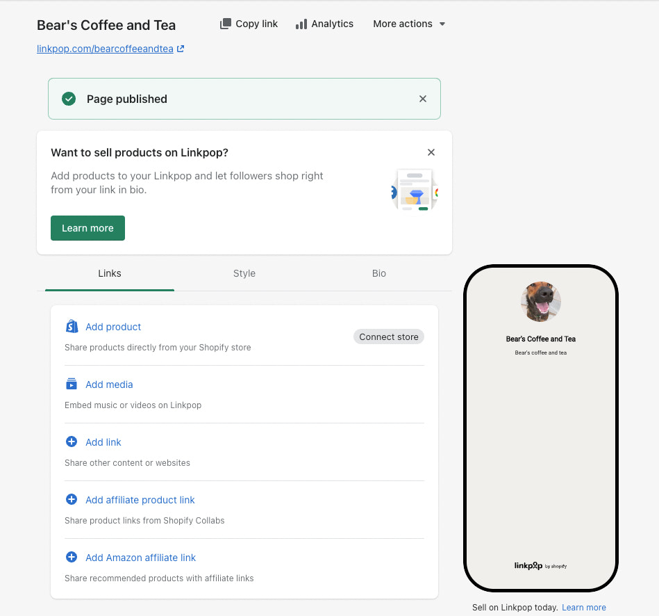 How to set up Linkpop step 2