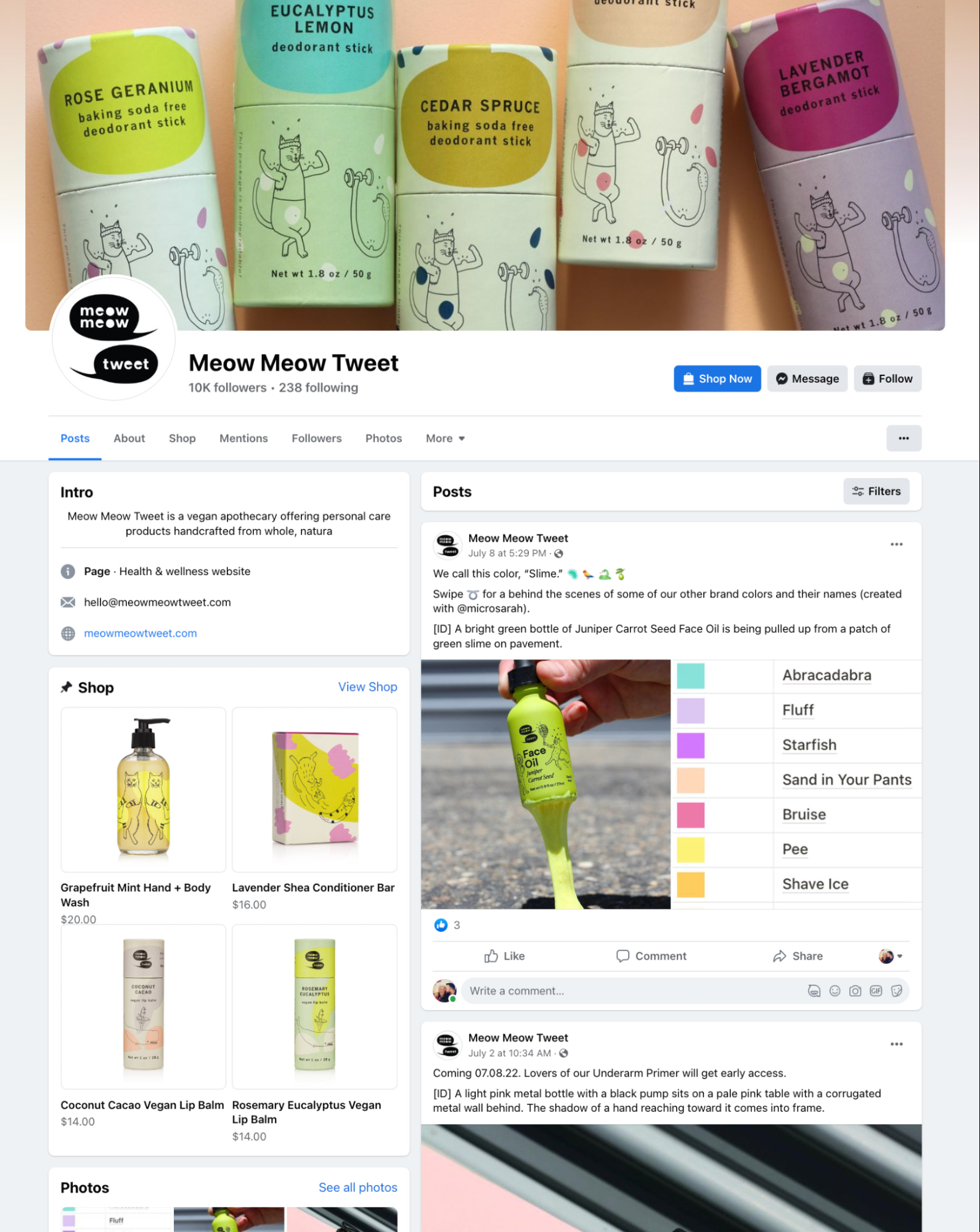 meow meow tweet fb page