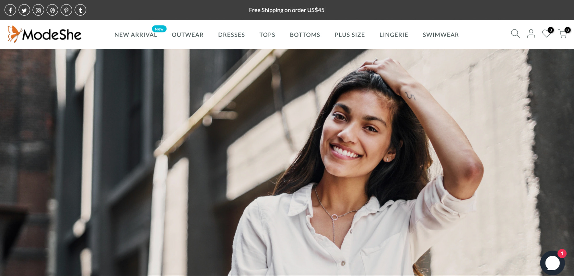 ModeShe主页的截图