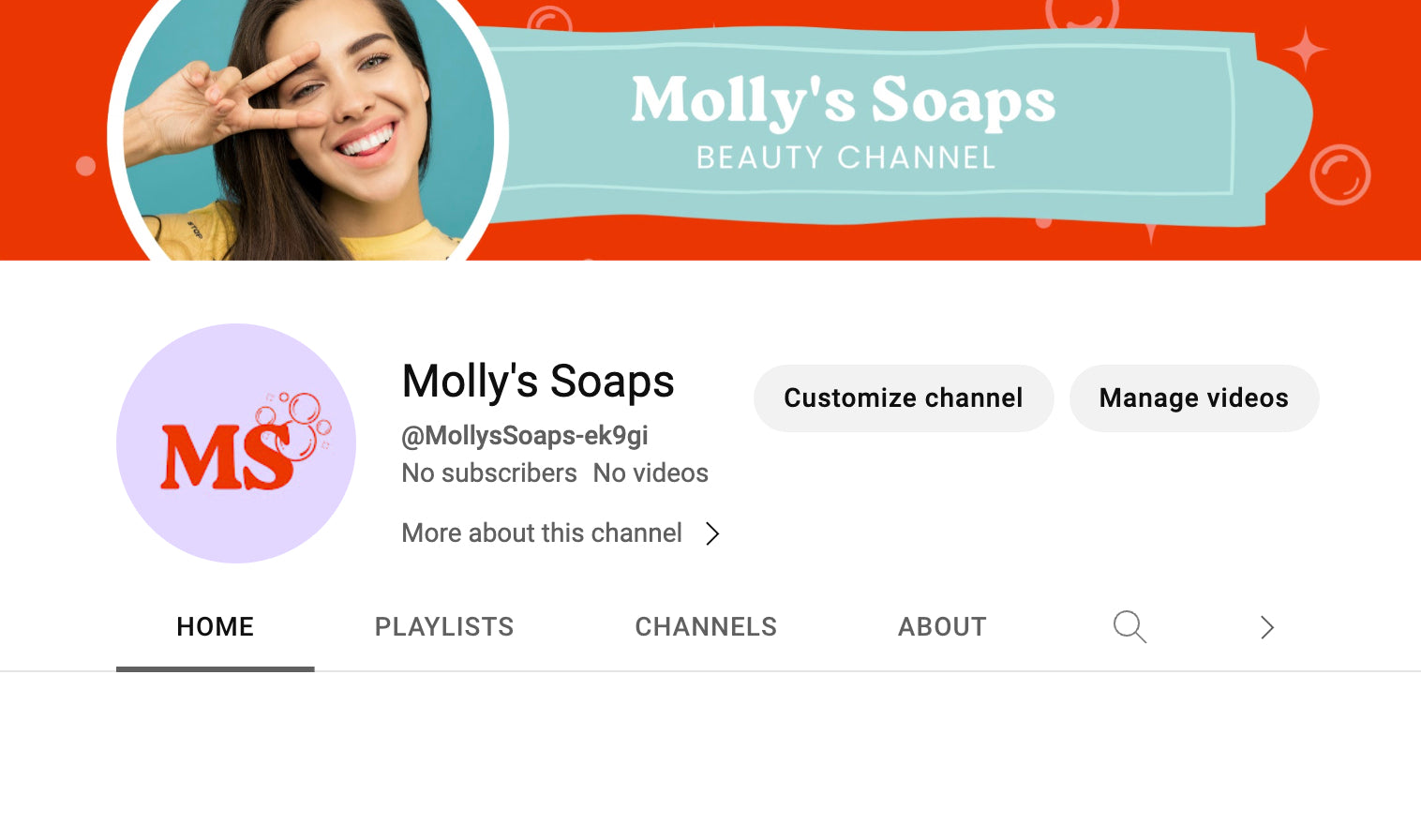 一个YouTube频道创建流程的屏幕截图,显示了频道设计的预览