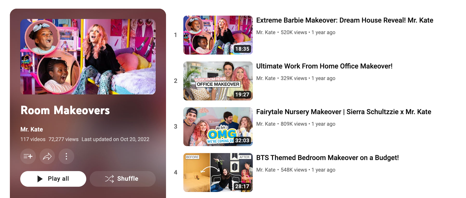 凯特的YouTube频道截图