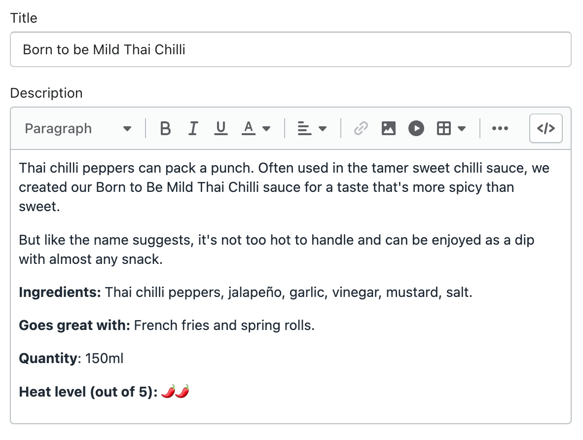 Product description example