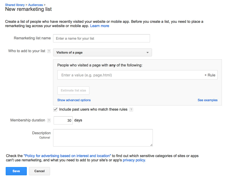 建立一个再营销活动,以目标网站ob欧宝娱乐app下载地址访问者