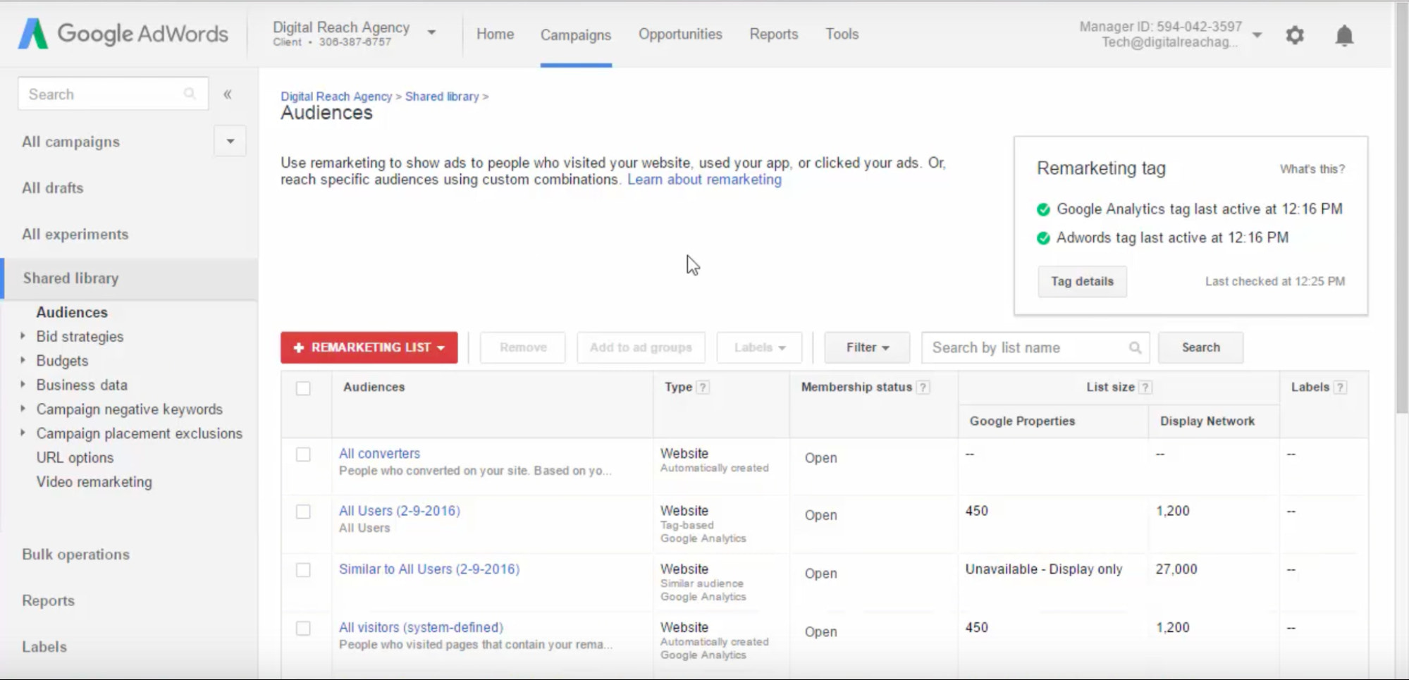 若要创建再营销活动,请单ob欧宝娱乐app下载地址击该选项以添加再营销列表。当您单击红色按钮时,它将打开一个下拉菜单,您可以在其中选择要创建的列表类型。