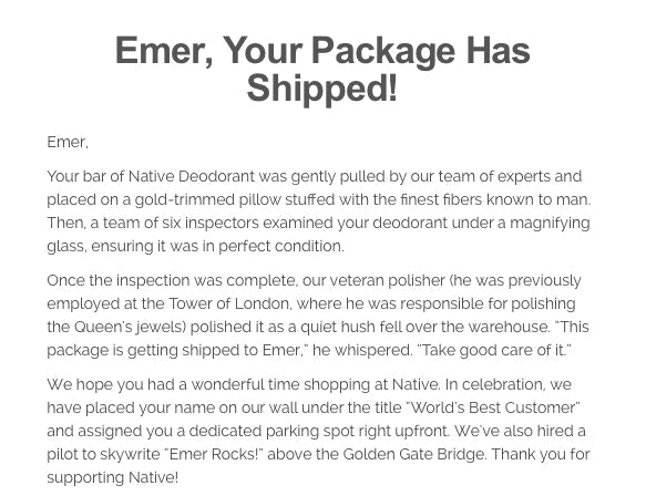 shipping confirmation email