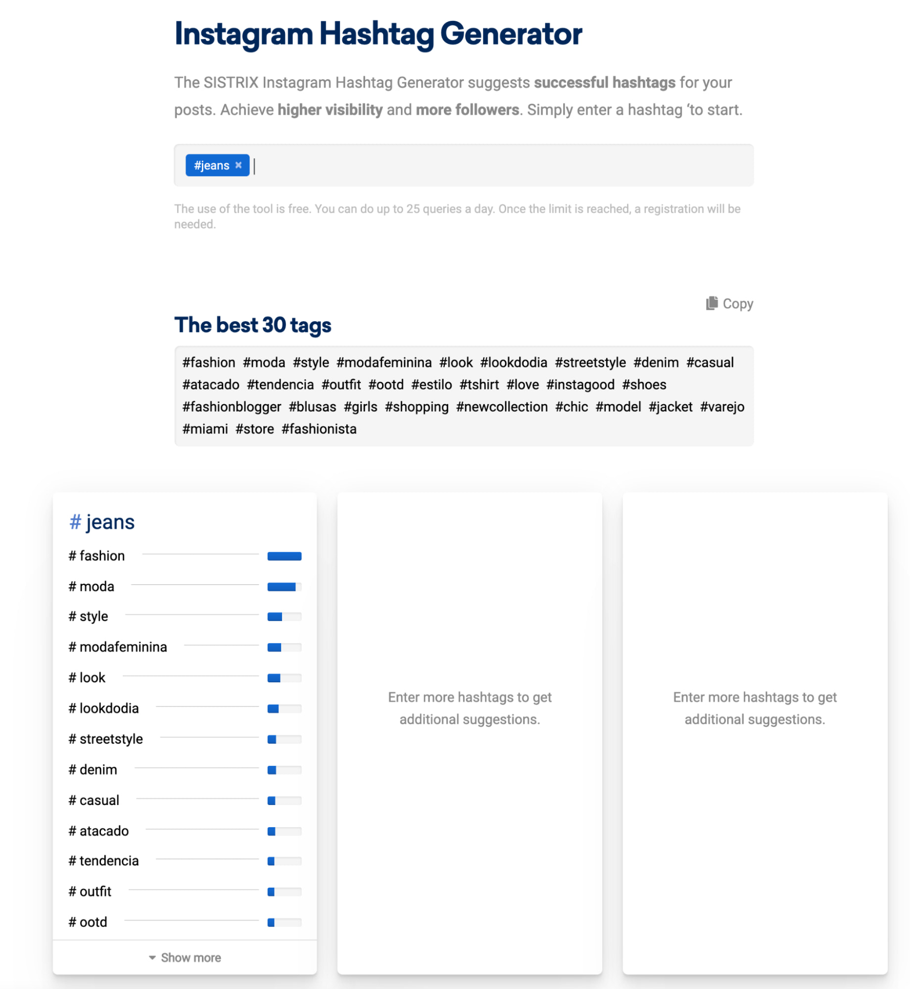 Sistrix instagram标签生成器