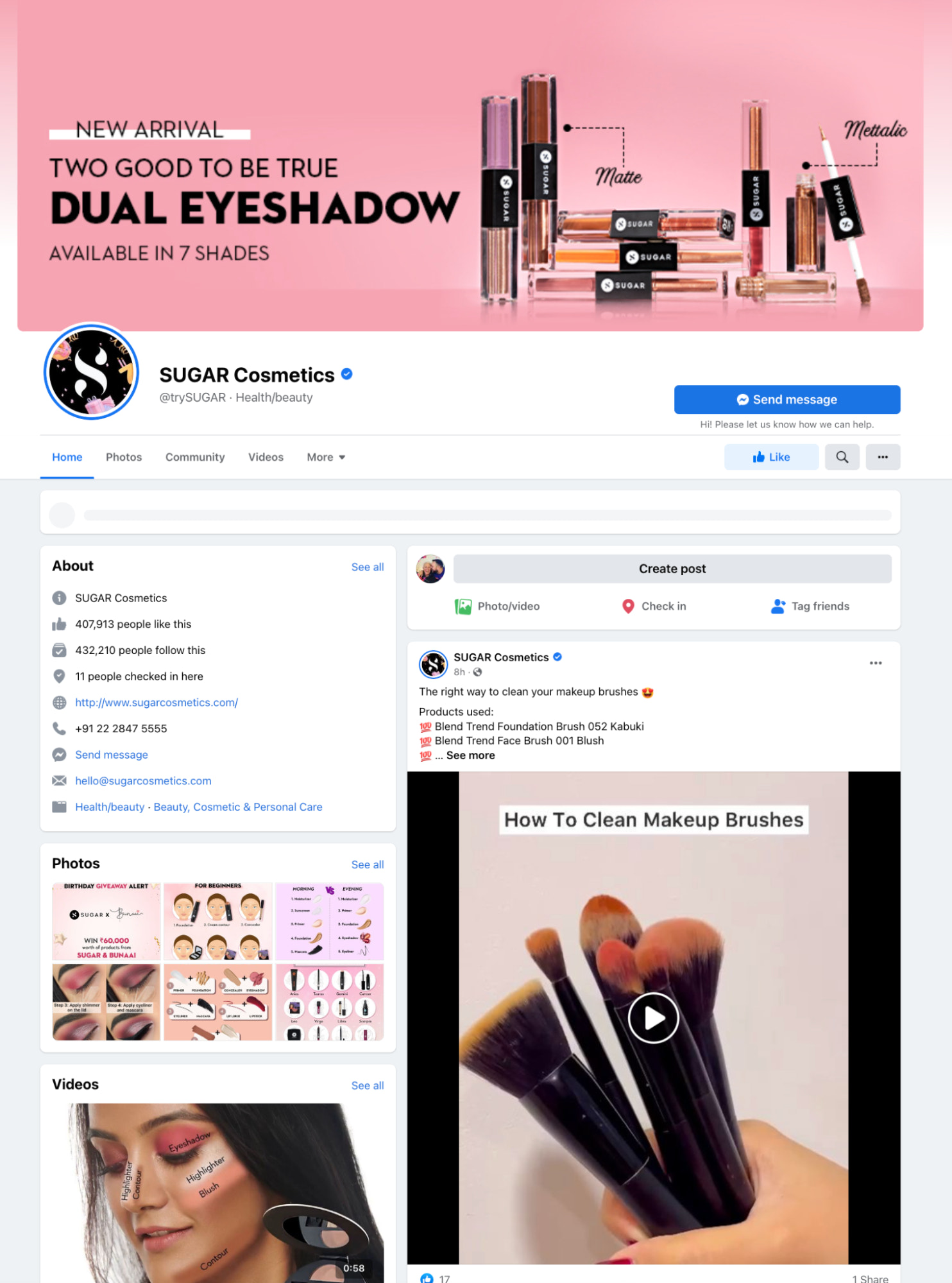 sugar cosmetics facebook page