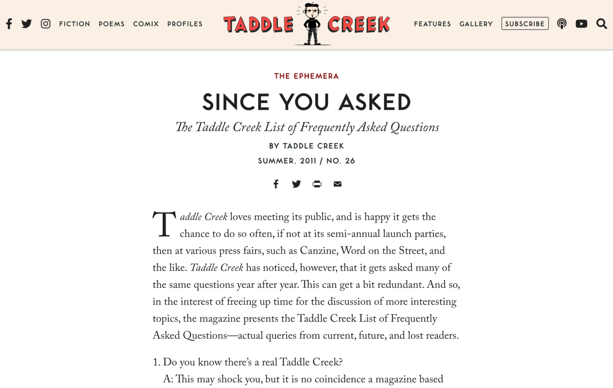 Taddle creek常见问题解答