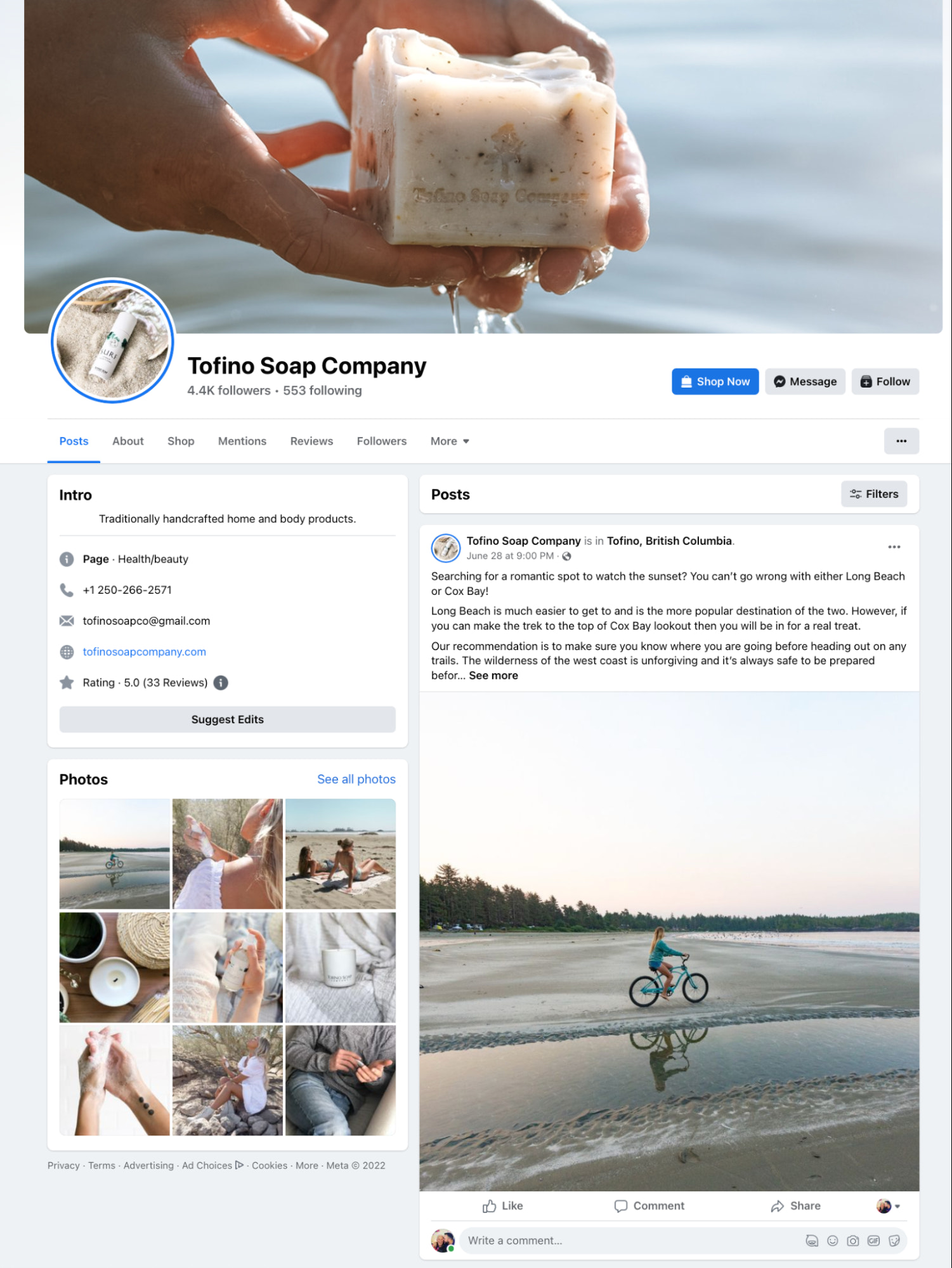 tofino soap company facebook page