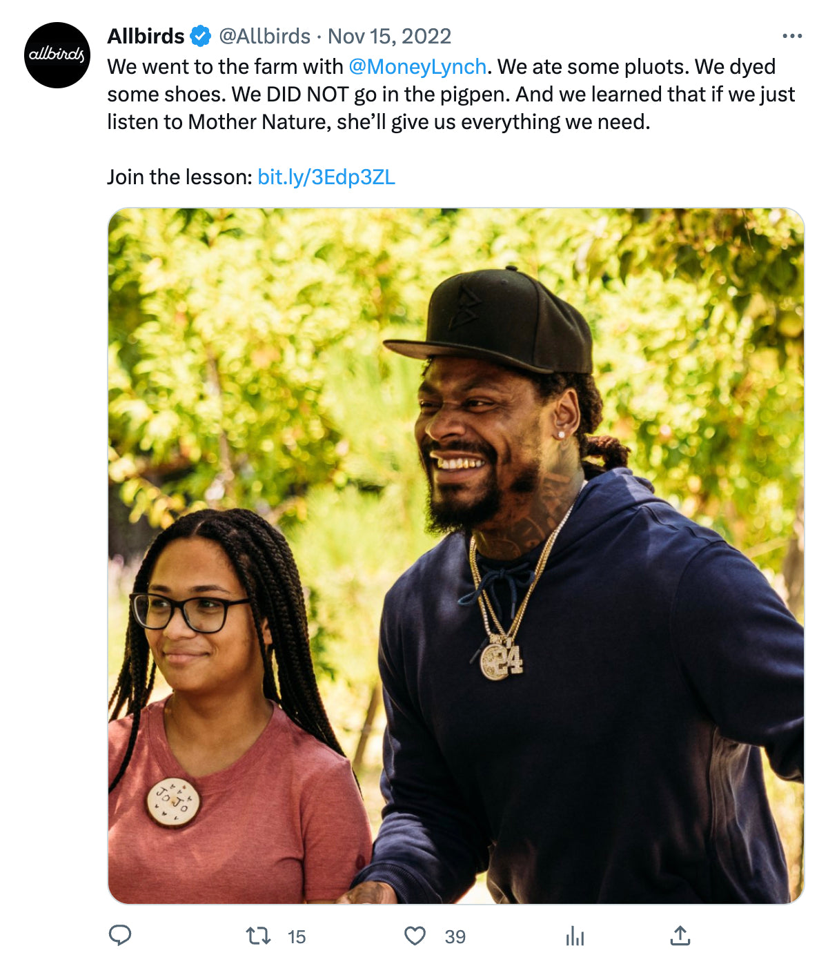 Allbird在推特上宣传YouTube视频的截图