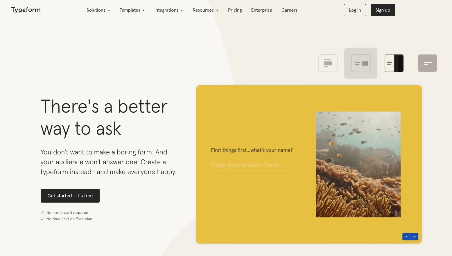 Typeform主页的截图