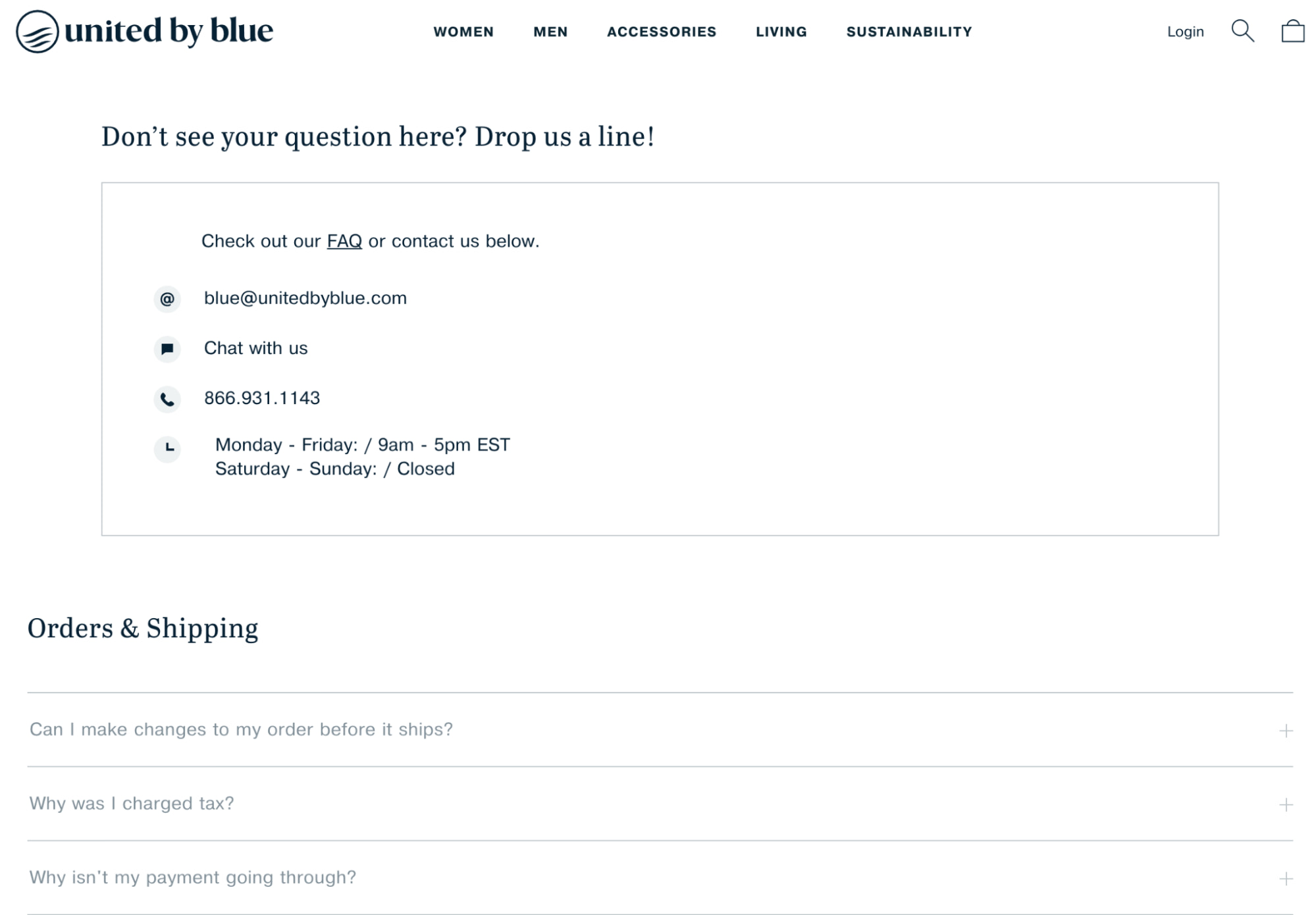 联合由蓝色常见问题解答登陆页的例子